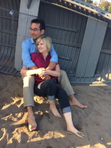 In a boat, on the beach